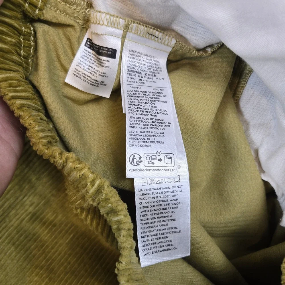 Levi Pants Corduroy Large Men's Brown Green 34
